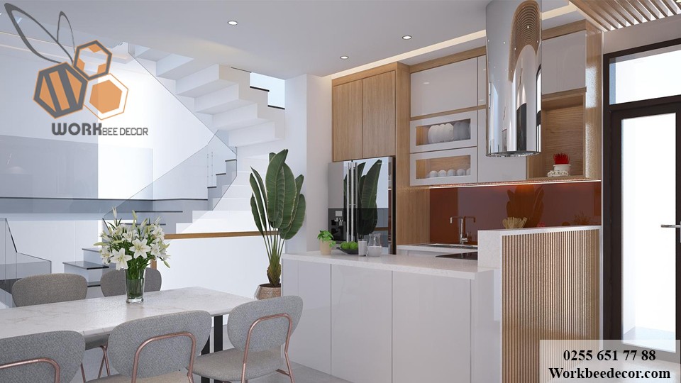 Tủ bếp nên được thiết kế có kích thước phù hợp với vóc dáng gia chủ và không gian bếp